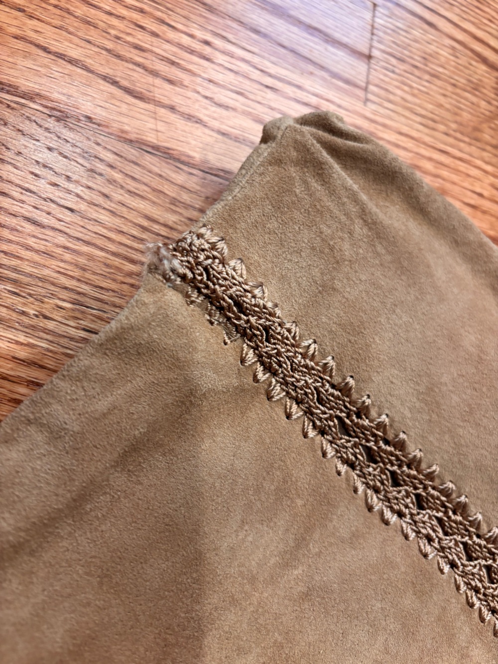 100% Leather Suede Long Skirt Small Tan Neutral Natural Fiber - Picture 3 of 7